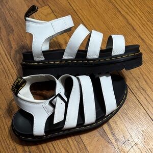 Dr. Martens White and Black Strappy Sandals